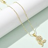 Brass Micro Pave Clear Cubic Zirconia Pendant Necklaces for Women NJEW-M084-02G-01-5