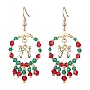Christmas Themed Handmade Glass Seed Beads Dangle Earrings EJEW-MZ00488-01-3