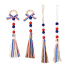 Crafans 4Pcs 2 Style Independence Day Theme Hemp Rope Tassels Pendant Decorations HJEW-CF0001-19-18