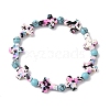 Baking Paint Synthetic Turquoise Cross & Round Beads Stretch Bracelets for Men Women BJEW-JB12341-03-2