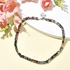 Glass Cube Beaded Necklace with 304 Stainless Steel Clasps NJEW-JN04400-2