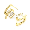 Clear Cubic Zirconia Stud Earrings EJEW-A026-08G-2