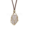 Crystal Holder Cage Necklaces NJEW-JN04586-02-4