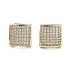 Square Brass Micro Pave Cubic Zirconia Stud Earrings EJEW-G371-11G-1