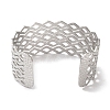 304 Stainless Steel Hollow Rhombus Wide Open Cuff Bangles for Women BJEW-I315-04P-3