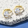 Brass Clear Cubic Zirconia Hoop Earrings EJEW-M047-14G-2