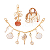 1Pc Natural Shell Charm Aluminium Curb Chains Bag Decorative Chains with 1Pc Pendant Decorations HJEW-PH02264-6