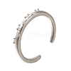 Platinum Rack Plating Brass Micro Pave Cubic Zirconia Cuff Finger Rings for Women RJEW-C115-01P-01-4