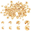 AHADERMAKER 120Pcs 4 Style Brass Crimp Beads Covers KK-GA0001-36A-1