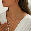 Stainless Steel Rhinestones Lariat Necklace & Stud Earring Set AO3608-2