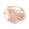 Natural Moonstone Nuggets Copper Wire Wrapped Flat Round Pendants PALLOY-JF03038-03-3