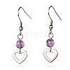 Heart Natural Amethyst Dangle Earrings EJEW-JE01884-03-1