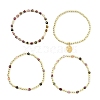 4Pcs 4 Styles Adjustable Natural Tourmalinated Quartz & Synthetic Hematite Bead Bracelets BJEW-JB14151-01-4