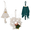 Crafans 3Pcs 3 Style Christmas Theme Cotton Weave Pendant Decorations HJEW-CF0001-13-1