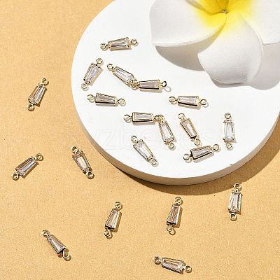 SHEGRACE Brass Pave Cubic Zirconia Trapezoid Connector Charms XGRQ2O049-444A-G-1