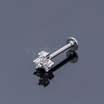 316L Surgical Stainless Steel Micro Pave Clear Cubic Zirconia Cartilage Earrings WGEC19D-05-1
