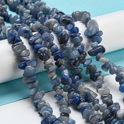 Dyed & Heated Natural Blue Aventurine Chip Beads Strands G-M205-10C-1