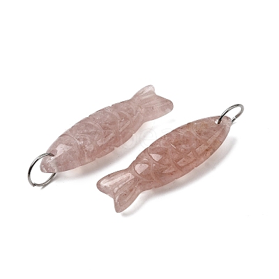 Natural Strawberry Quartz Carved Pendants G-G314-01P-01-1