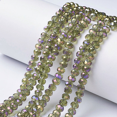 Electroplate Transparent Glass Beads Strands EGLA-A034-T4mm-G09-1