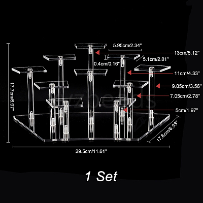 10-Slot Transparent Acrylic Minifigures Display Risers ODIS-WH0043-29B-1