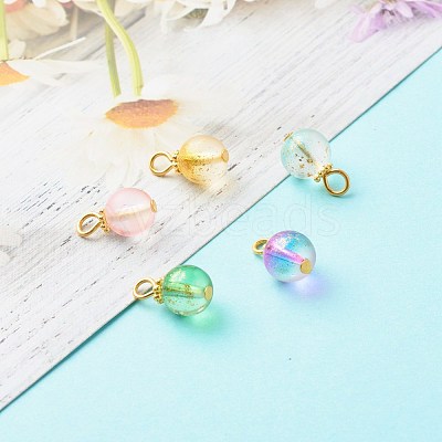 Frosted Spray Painted Foil Glass Beads PALLOY-JF00808-1