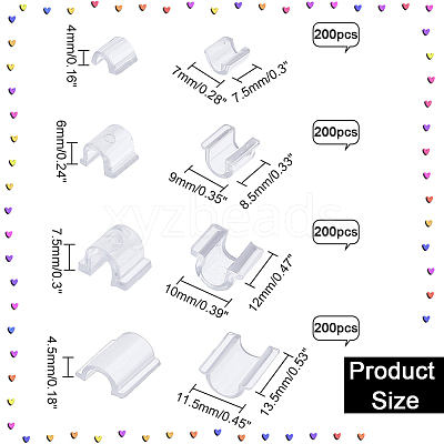 800Pcs 4 Style Transparent AS Plastic Base Buckle Hair Findings FIND-NB0004-37-1