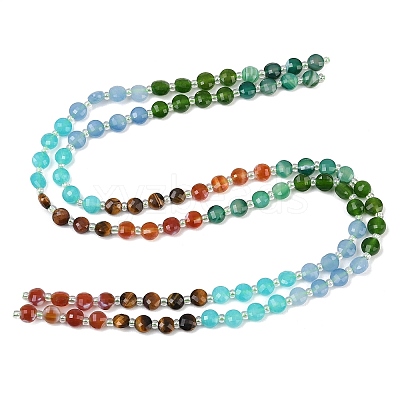 Natural Agate(Dyed & Heated) & Dyed White Jade & Tiger Eye Beads Strands G-Z135-B04-1
