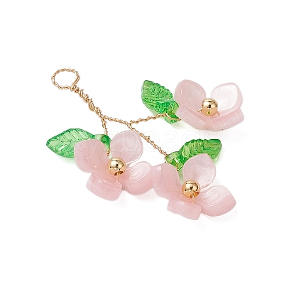 Plastic with Acrylic & Copper Wire Pendants PALLOY-JF03601-04-1