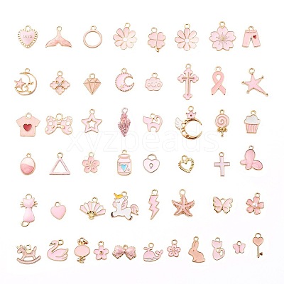 50Pcs 50 Style Alloy Enamel Pendants FIND-YW0001-46-1