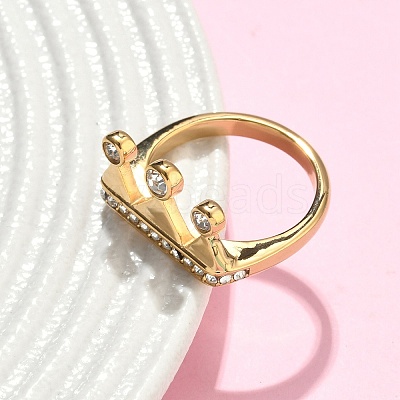 304 Stainless Steel Micro Pave Cubic Zirconia Finger Rings for Women RJEW-F205-01F-G-1