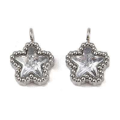 304 Stainless Steel Micro Pave Cubic Zirconia Charms STAS-K302-01A-P-1