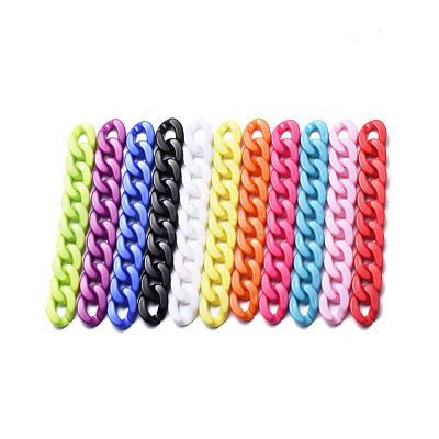 Handmade Opaque Acrylic Curb Chains AJEW-JB00564-1