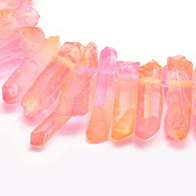 Electroplated Natural Quartz Crystal Beads Strands G-P368-06C-1