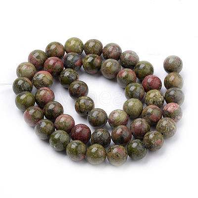 Natural Unakite Beads Strands G-S259-14-12mm-1