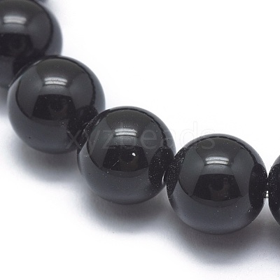 Synthetic Black Stone Bead Stretch Bracelets X-BJEW-K212-A-032-1