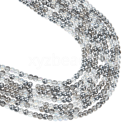 8 Strands Transperant Electroplate Glass Beads Strands GLAA-BBC0001-04B-1