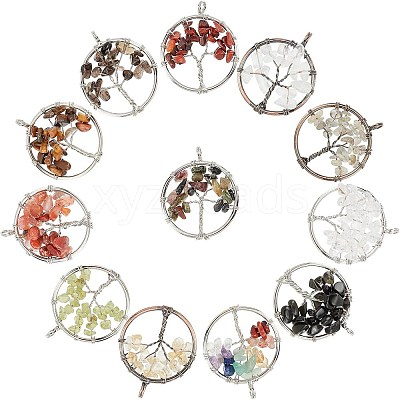 12Pcs 12 Colors Gemstone Pendants G-PH0001-33-WH-1