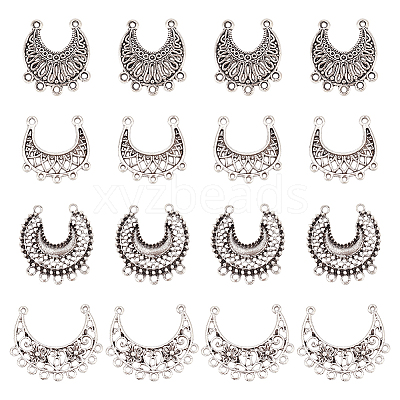 24Pcs 4 Style Tibetan Style Alloy Chandelier Component Links FIND-AR0003-56-1
