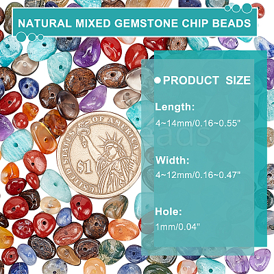 Natural Mixed Gemstone Chip Beads G-AR0001-10-1
