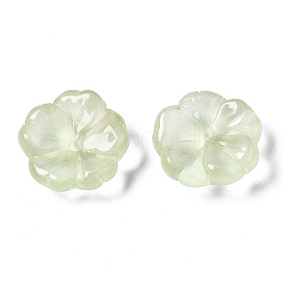 Transparent Spray Painted Imitation Jade Glass Beads GLAA-Q089-003-E002-1