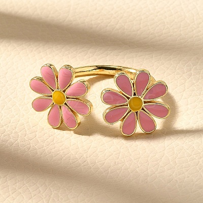 Brass Enamel Cuff Rings for Women RJEW-Q008-14G-01-1