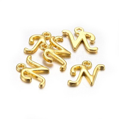 Golden Plated Alloy Letter Pendants PALLOY-J718-01G-N-1