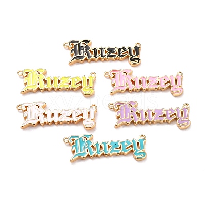 Real 18K Gold Plated Brass Enamel Links Connectors KK-G402-29G-1