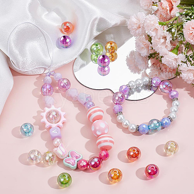 60Pcs 10 Colors Transparent Acrylic Beads MACR-SC0001-29-1