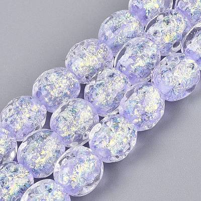 Handmade Foil Glass Beads Strands FOIL-Q002-05G-1