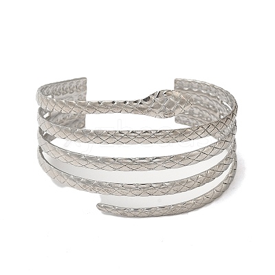 Non-Tarnish 304 Stainless Steel Open Cuff Bangles AJEW-Z009-06F-P-1