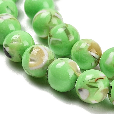 Assembled Synthetic Stone and Trochus Shell Beads Strands G-B128-08B-07-1