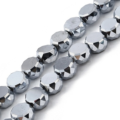 Electroplate Glass Beads Strands X-EGLA-L045-G-FP01-1