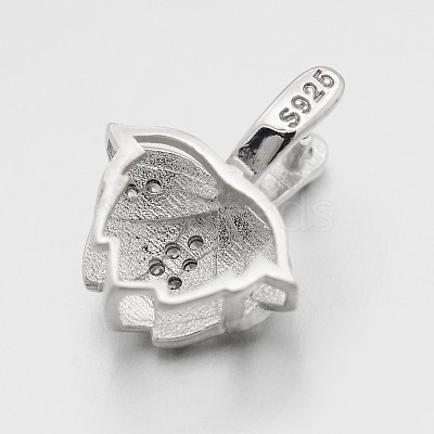 Anti-Tarnish Trendy Rhodium Plated 925 Sterling Silver Micro Pave Cubic Zirconia Pinch Bails X-STER-M088-01-1