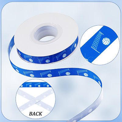 25 Yards Sport Ball Theme Printed Polyester Grosgrain Ribbon OCOR-WH20002-03B-02-1
